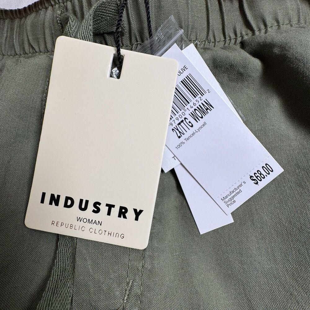 Industry Woman Olive Green Cargo Joggers 2X Elastic Waist NWT Casual Travel - Picture 7 of 12